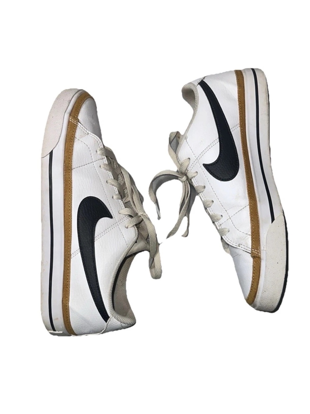 Nike Court Legacy Sneakers White With Black Swoosh Sz 8 Classic Streetwear Style